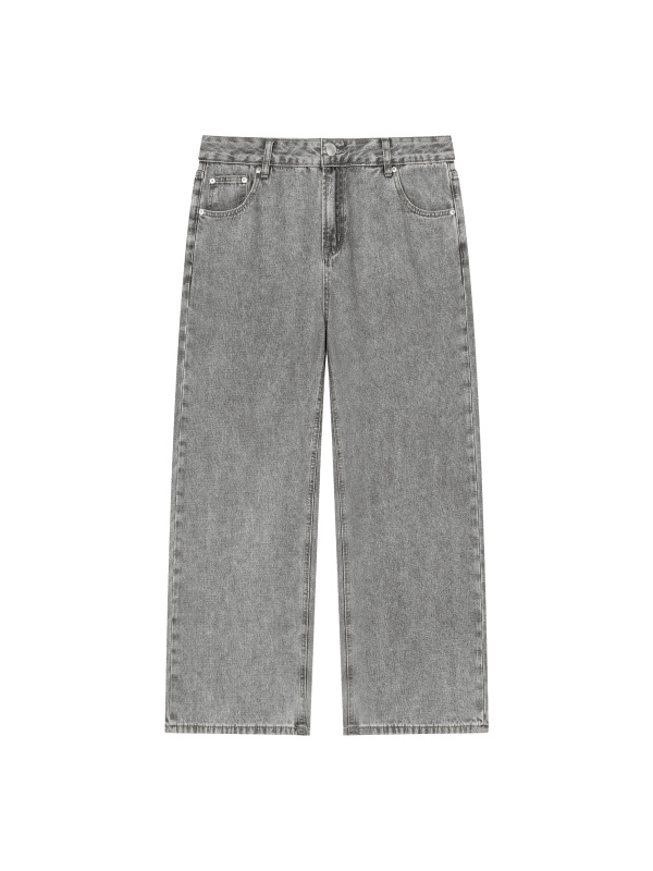 Unisex Vintage Wash Straight Leg Jeans