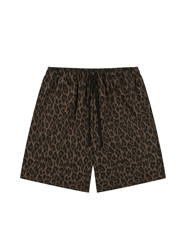 Unisex Heavyweight Leopard Drawstring Shorts