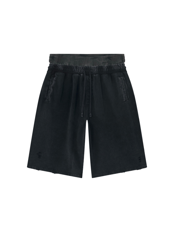 Unisex Vintage Wash Distressed Wide Leg Shorts
