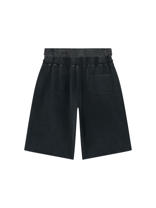 Unisex Vintage Wash Distressed Wide Leg Shorts
