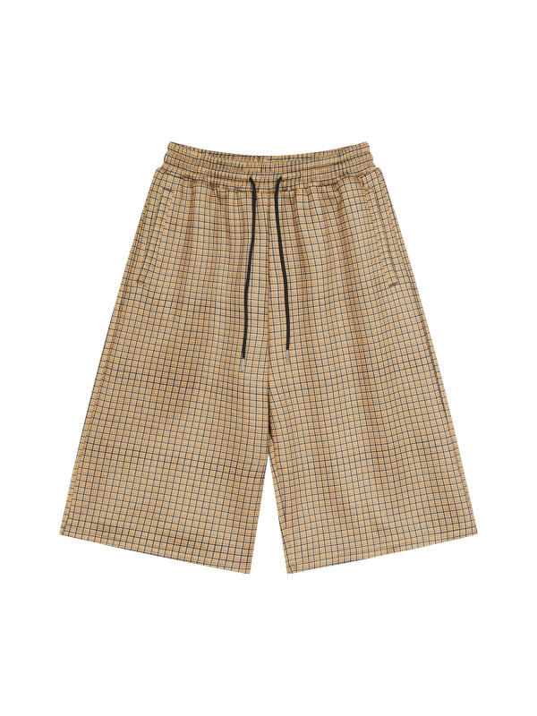 Unisex Plaid Drawstring Shorts