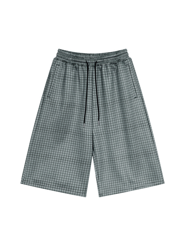 Unisex Plaid Drawstring Shorts