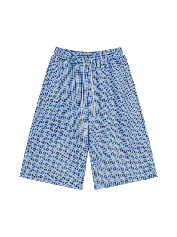 Unisex Plaid Drawstring Shorts