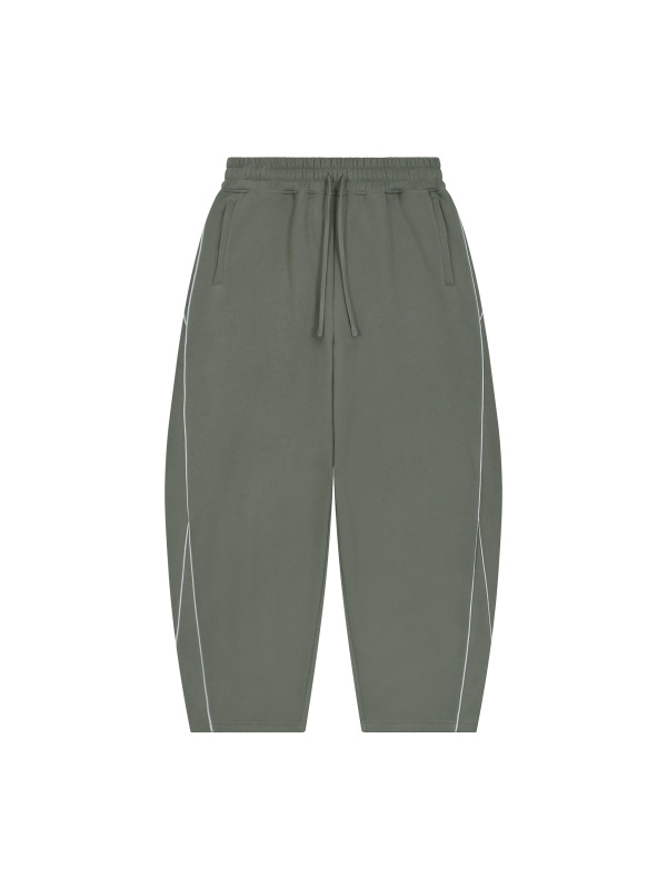 Unisex Piping Fleece Barrel Leg Sweatpants