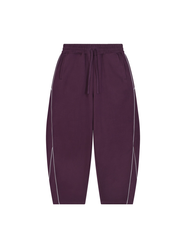 Unisex Piping Fleece Barrel Leg Sweatpants