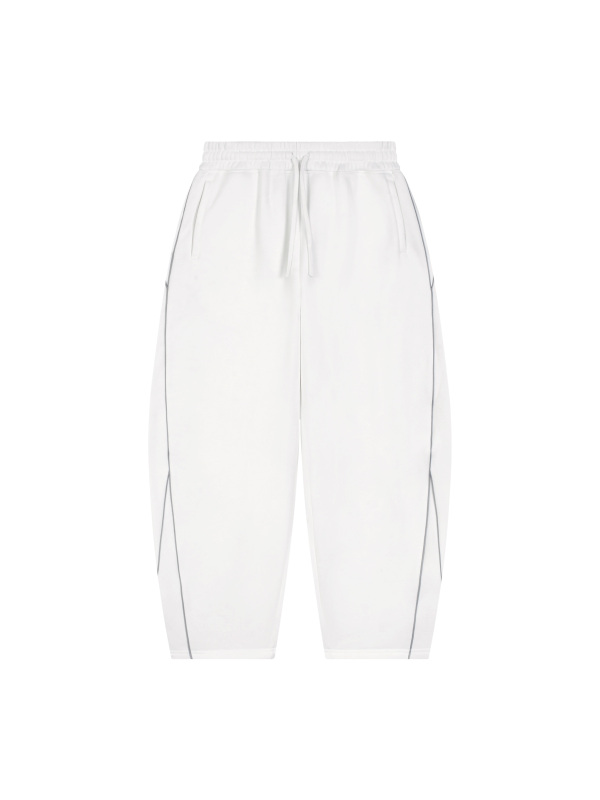 Unisex Piping Fleece Barrel Leg Sweatpants
