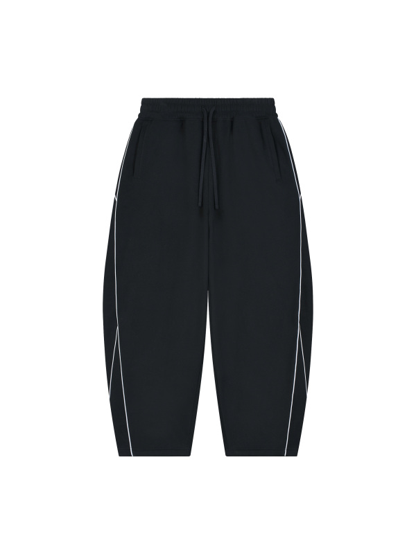 Unisex Piping Fleece Barrel Leg Sweatpants