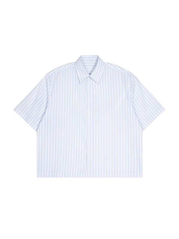 Unisex Striped Boxy Button-Up Shirt
