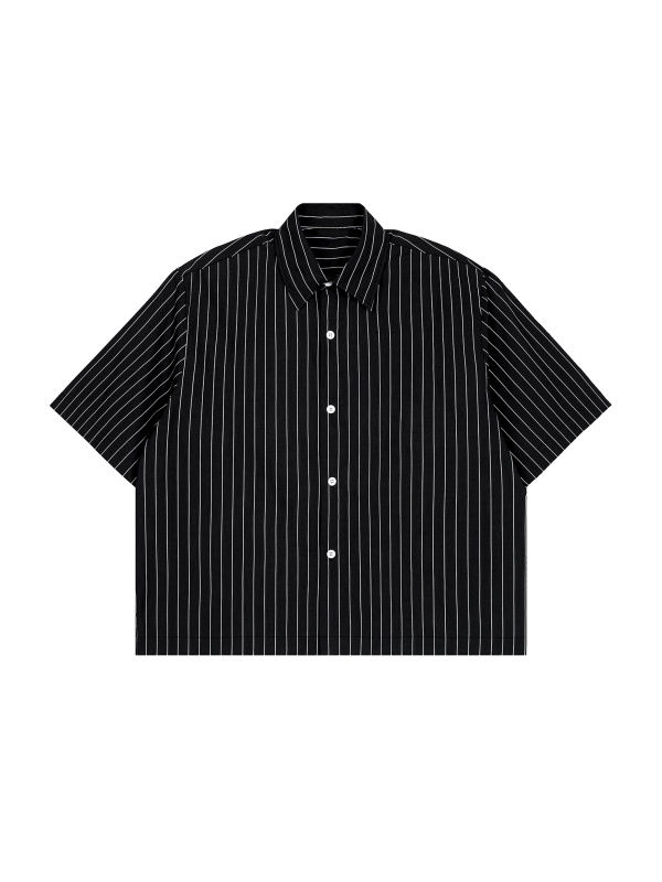 Unisex Striped Boxy Button-Up Shirt