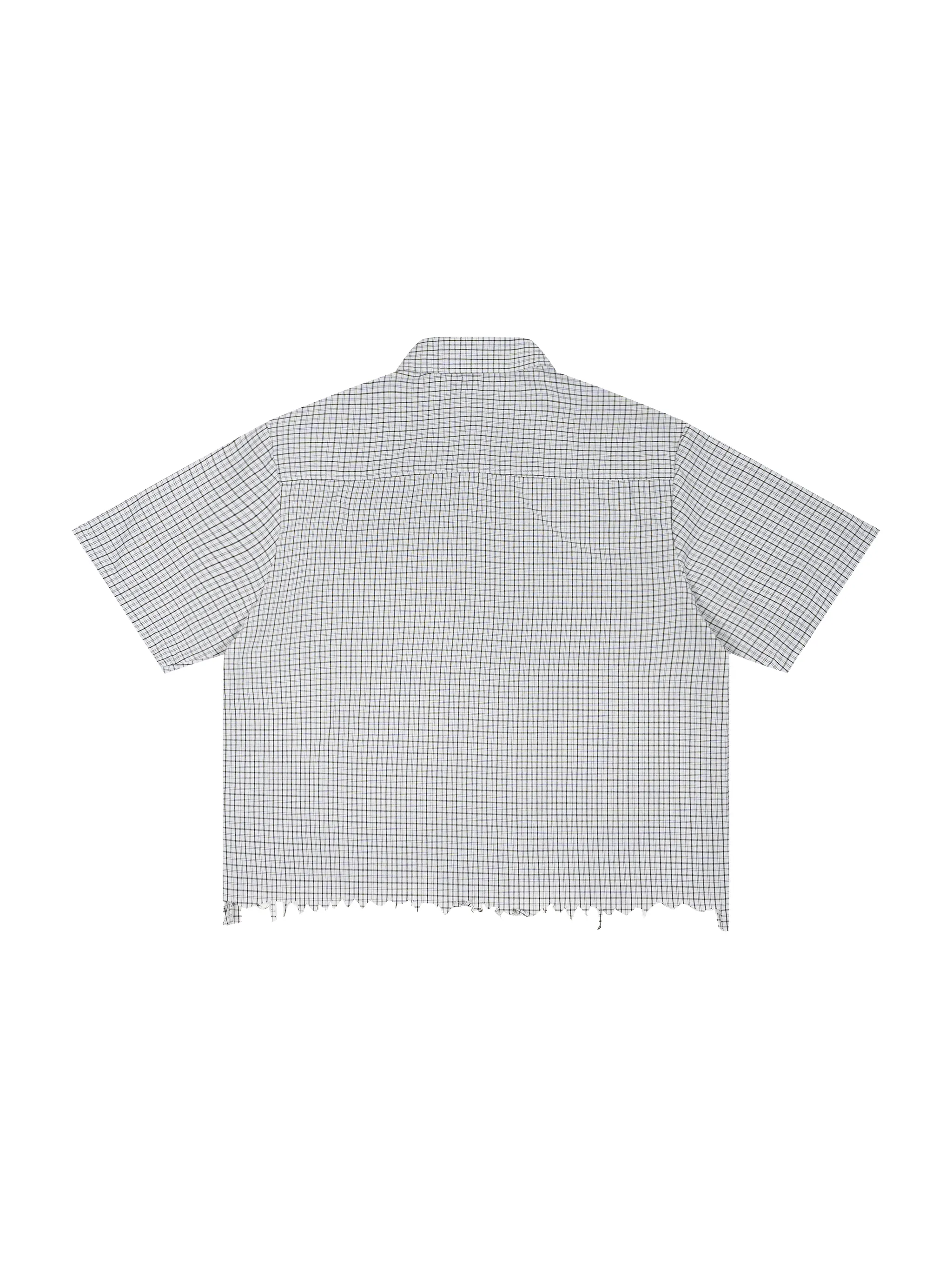 Unisex Distressed Plaid Boxy Shirt
