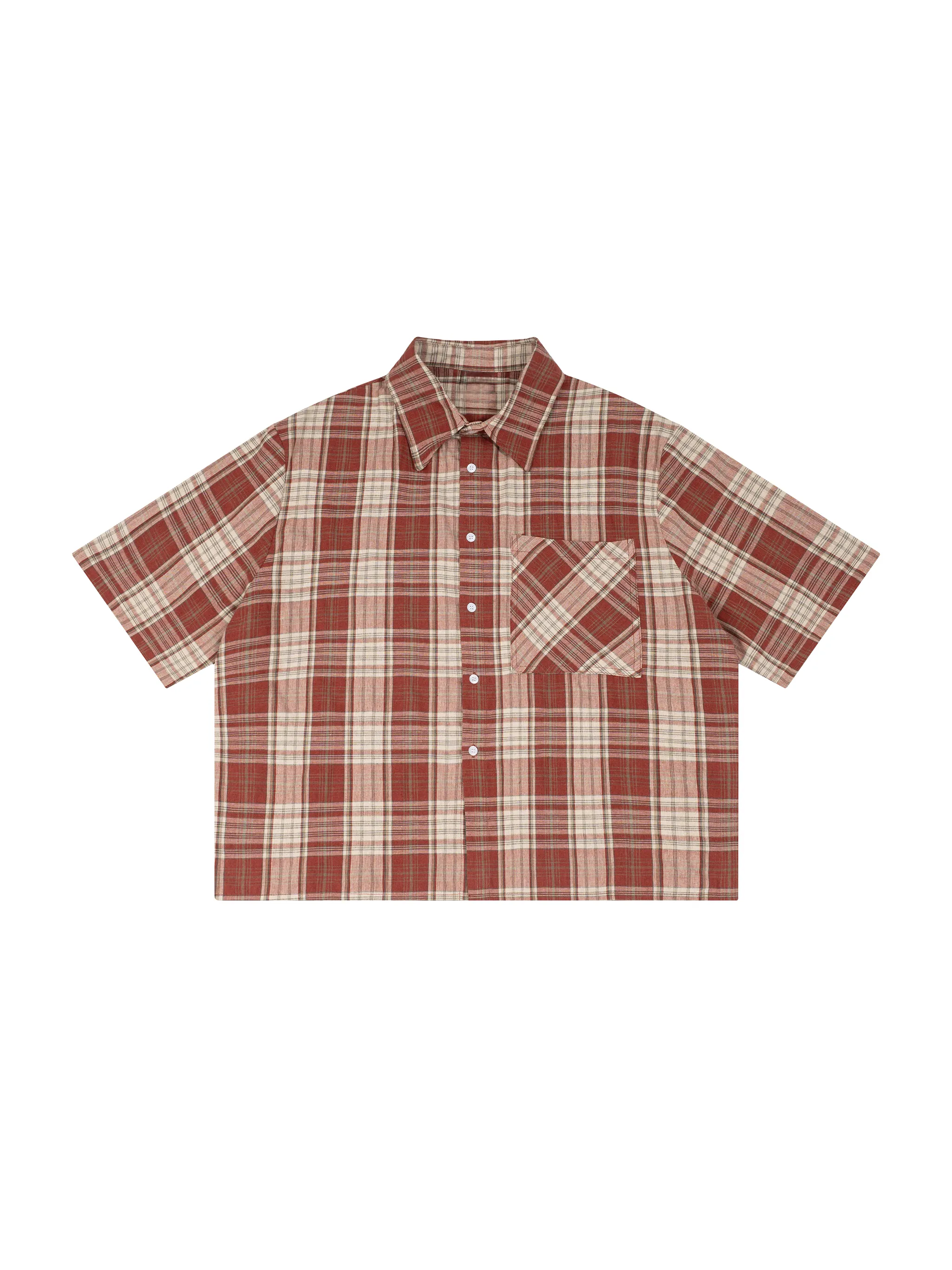 Unisex Plaid Boxy Short Sleeve Shirt