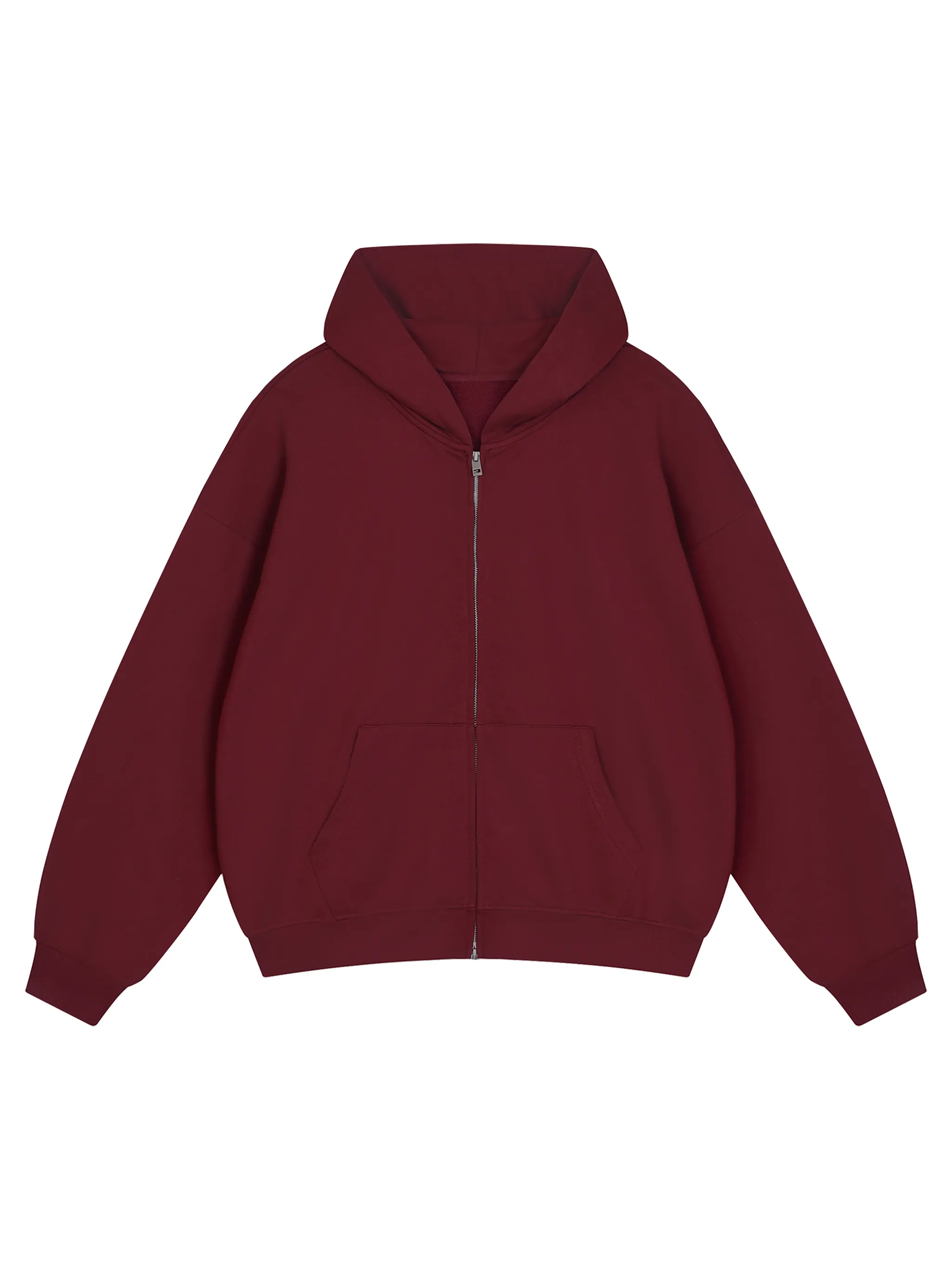 Unisex Loose Solid Full Zip Hoodie