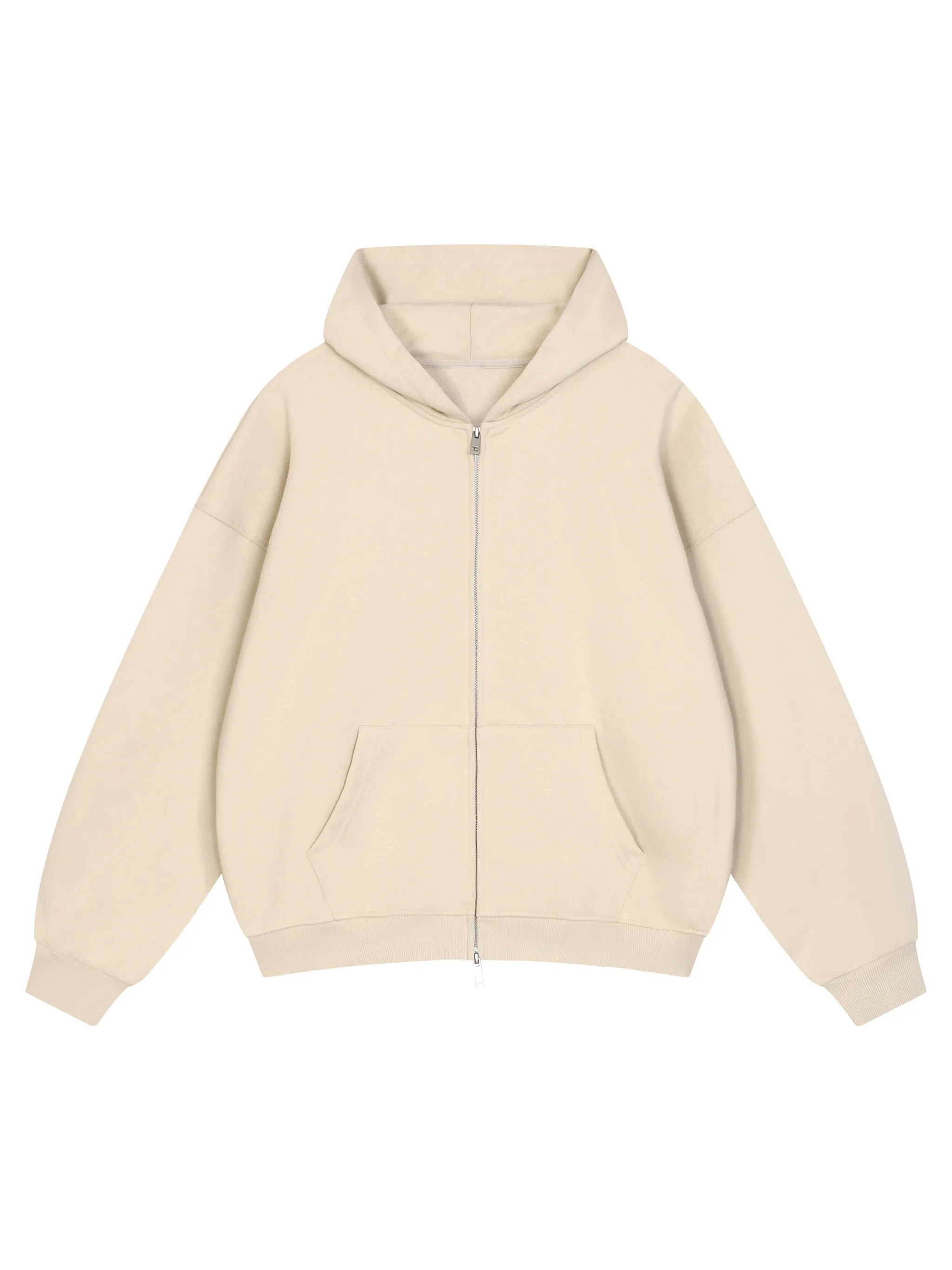Unisex Loose Solid Full Zip Hoodie