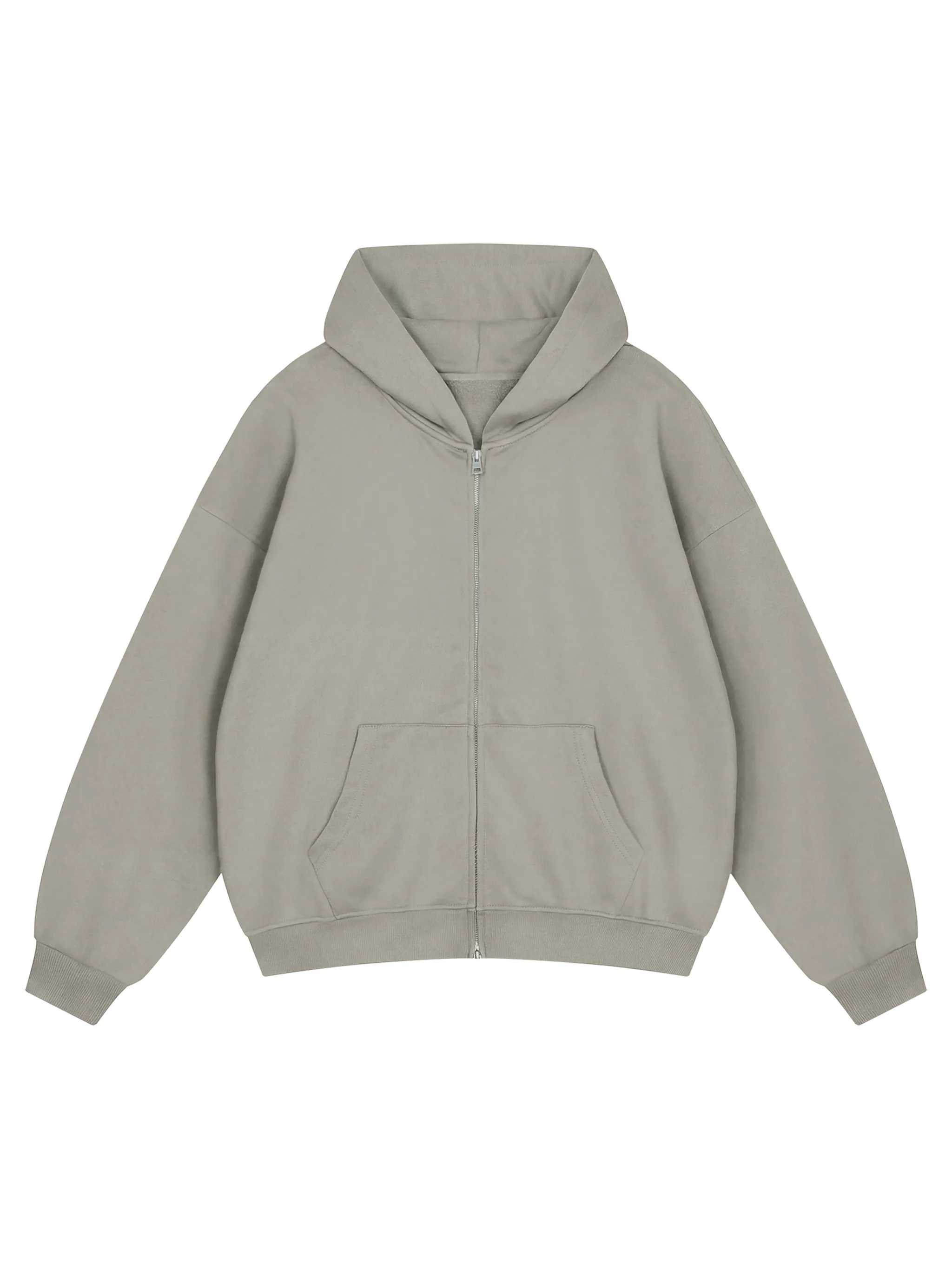 Unisex Loose Solid Full Zip Hoodie