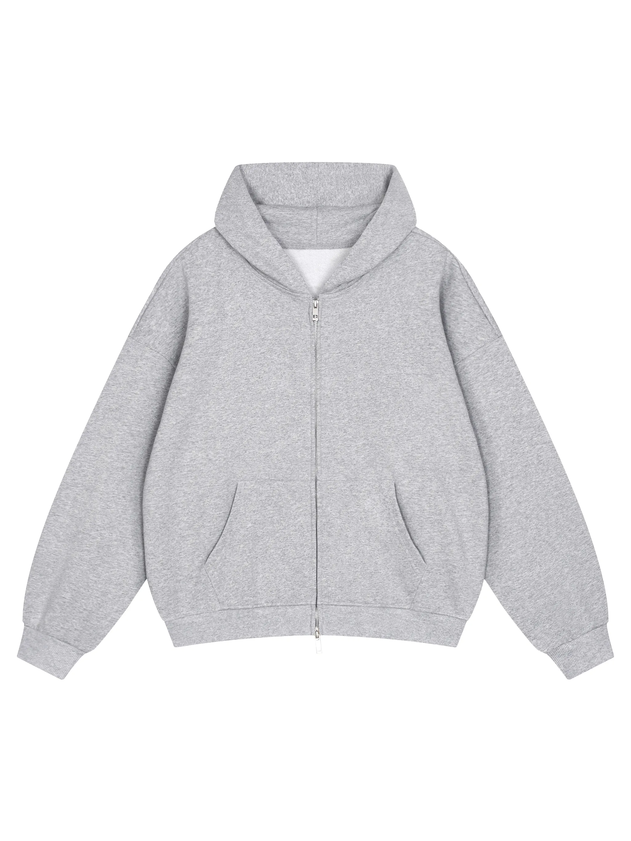 Unisex Loose Solid Full Zip Hoodie