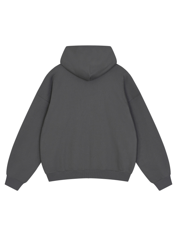 Unisex Loose Solid Full Zip Hoodie