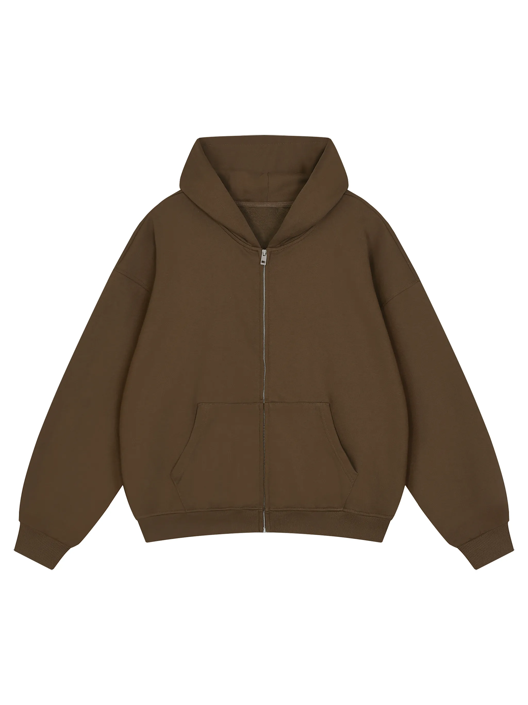 Unisex Loose Solid Full Zip Hoodie