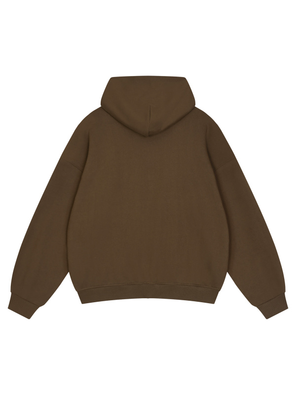 Unisex Loose Solid Full Zip Hoodie