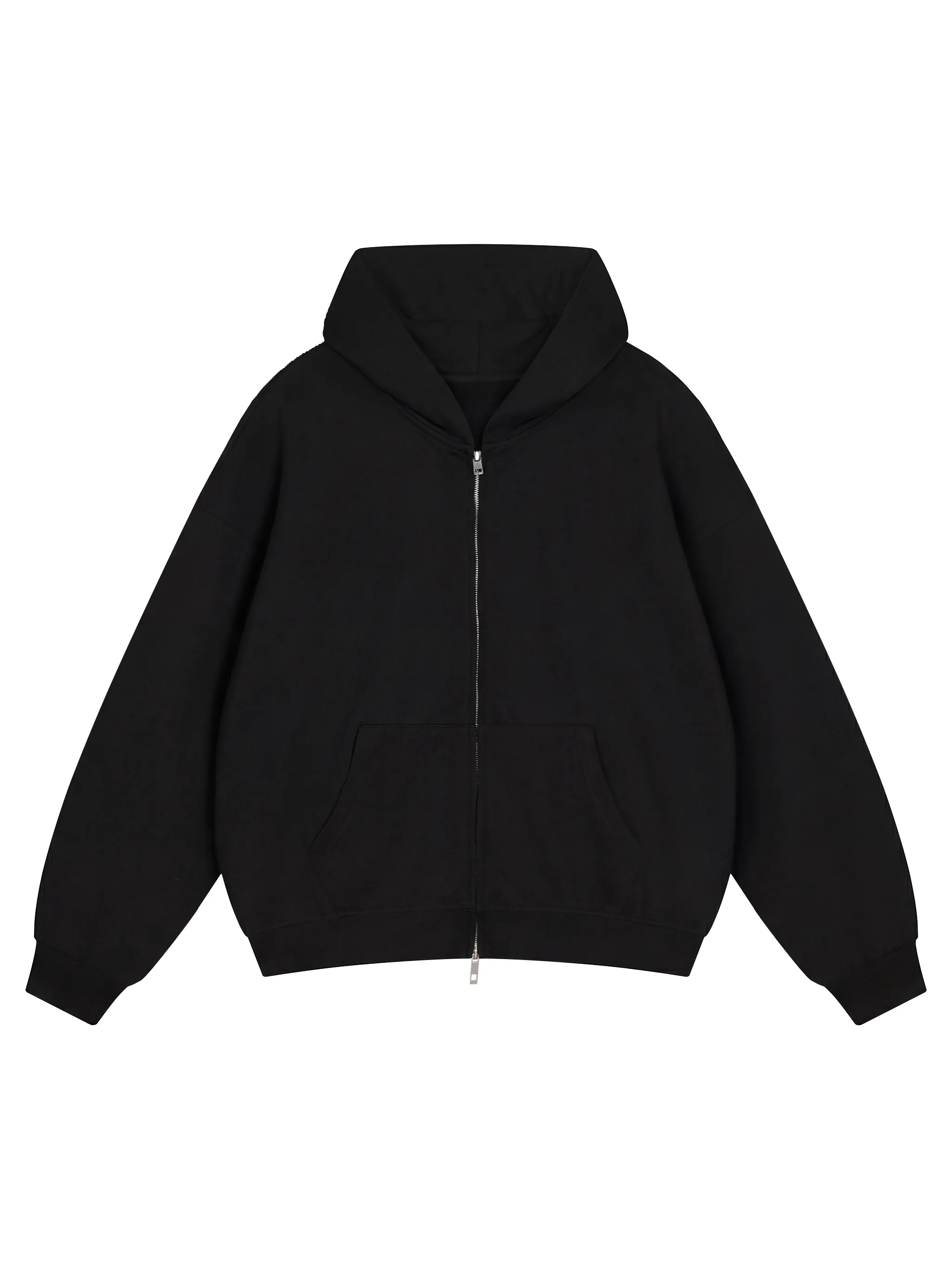 Unisex Loose Solid Full Zip Hoodie