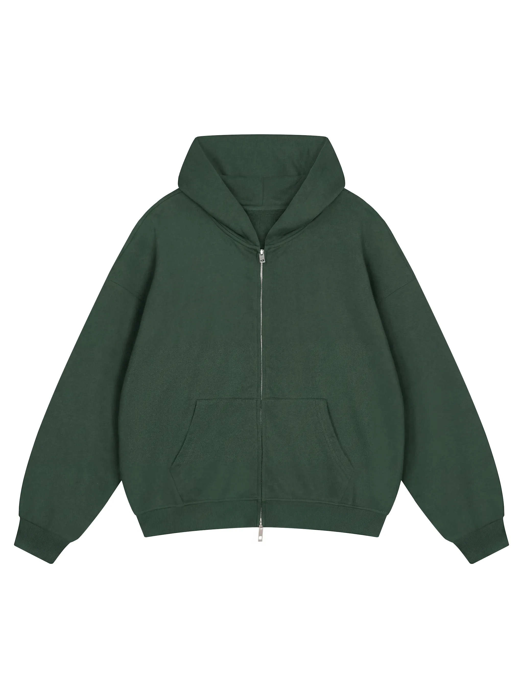 Unisex Loose Solid Full Zip Hoodie