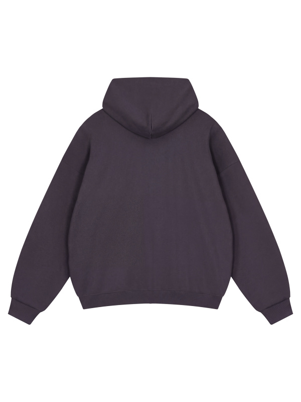 Unisex Loose Solid Full Zip Hoodie