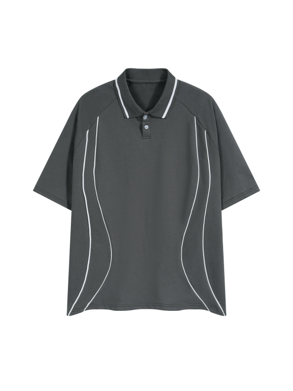 Unisex Raglan Piping Polo Shirt