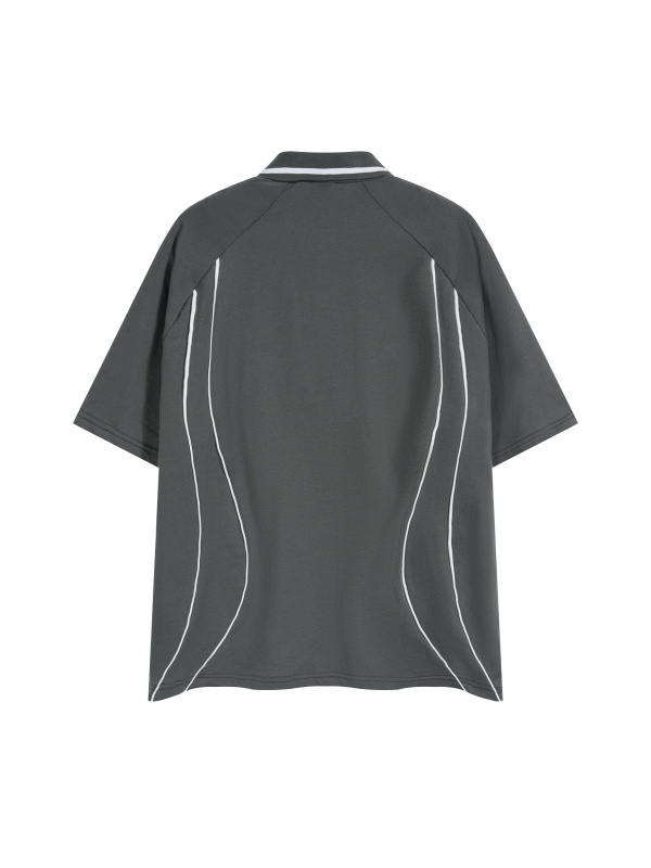 Unisex Raglan Piping Polo Shirt