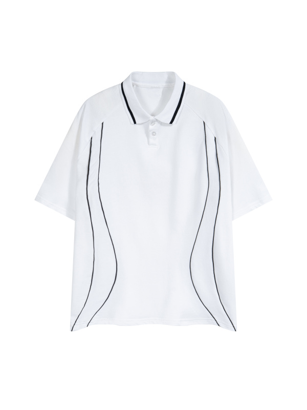 Unisex Raglan Piping Polo Shirt