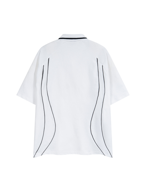Unisex Raglan Piping Polo Shirt