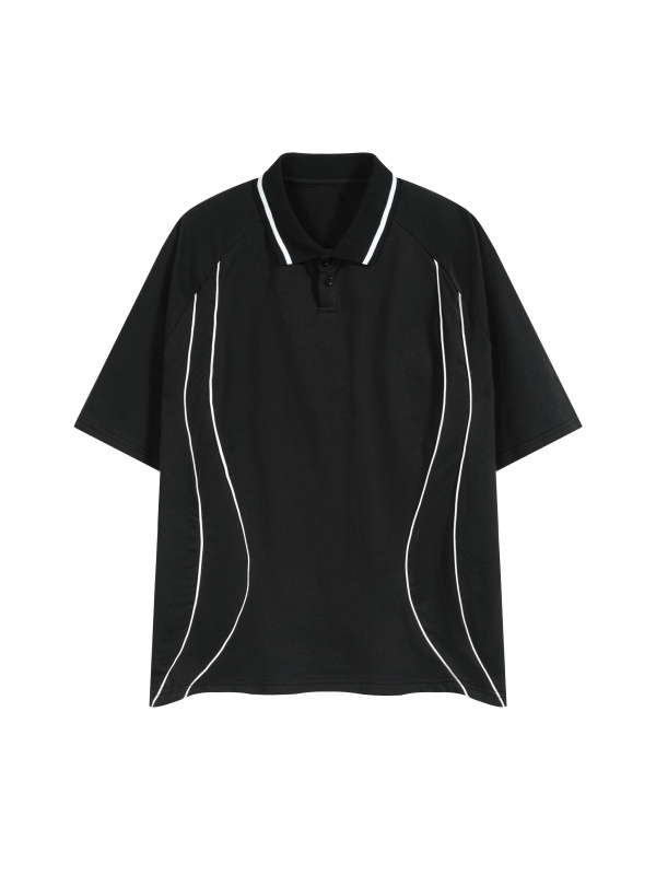 Unisex Raglan Piping Polo Shirt