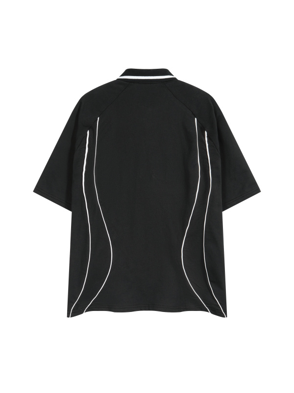 Unisex Raglan Piping Polo Shirt