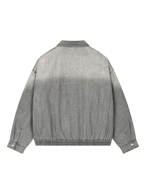 Unisex Vintage Wash Full-Zip Denim Jacket