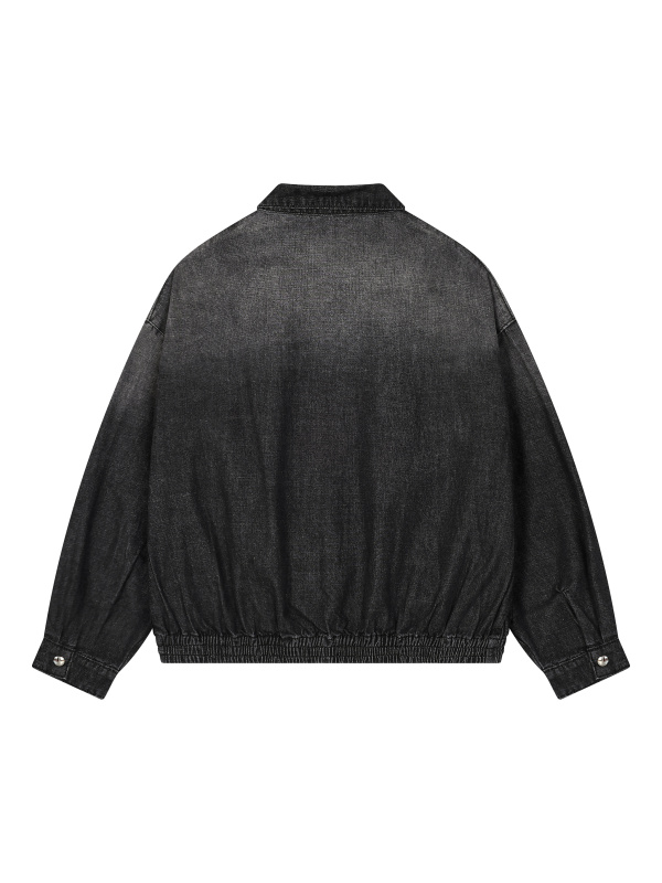 Unisex Vintage Wash Full-Zip Denim Jacket