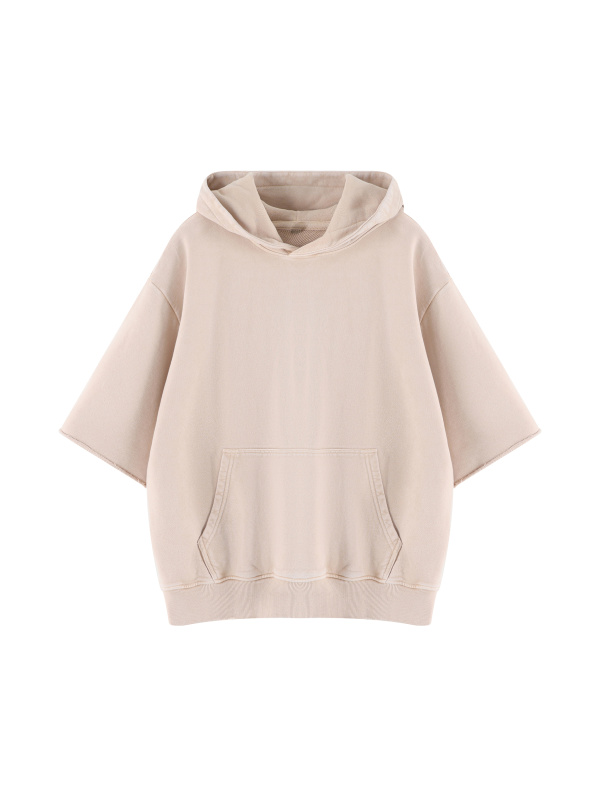 Unisex Mineral Wash Short Sleeve Hoodie