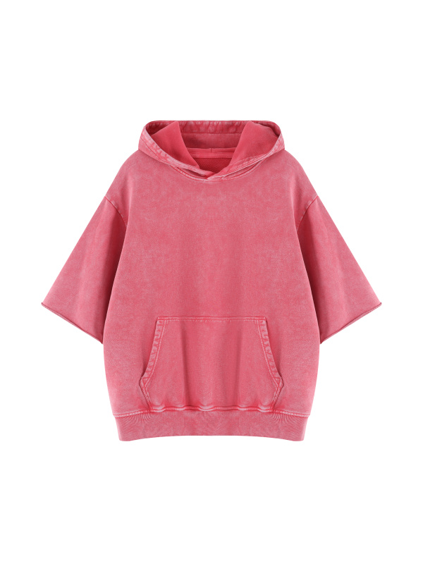 Unisex Mineral Wash Short Sleeve Hoodie