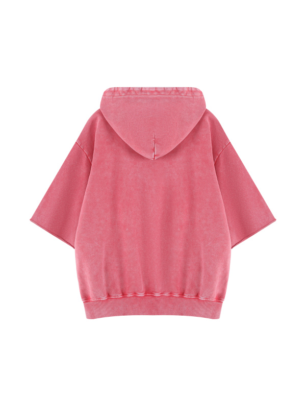 Unisex Mineral Wash Short Sleeve Hoodie