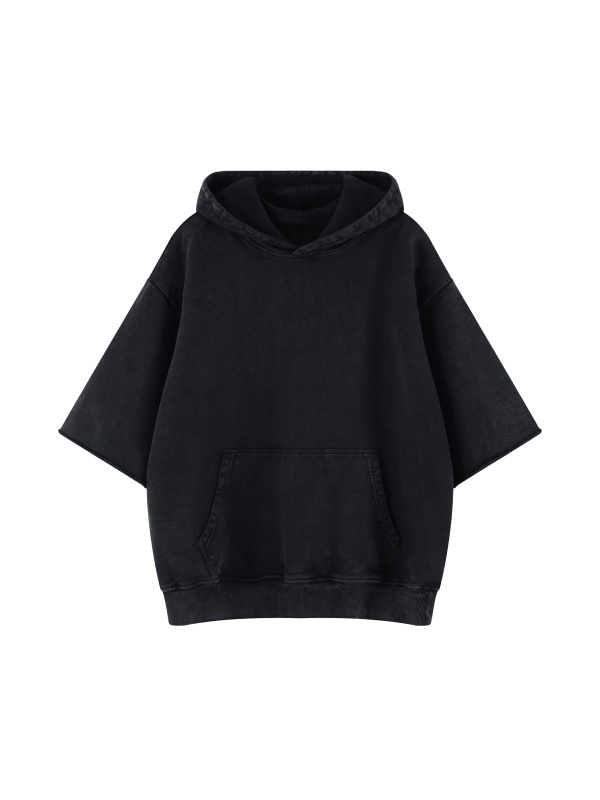 Unisex Mineral Wash Short Sleeve Hoodie