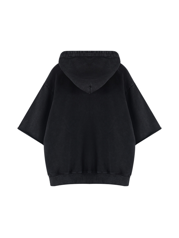 Unisex Mineral Wash Short Sleeve Hoodie