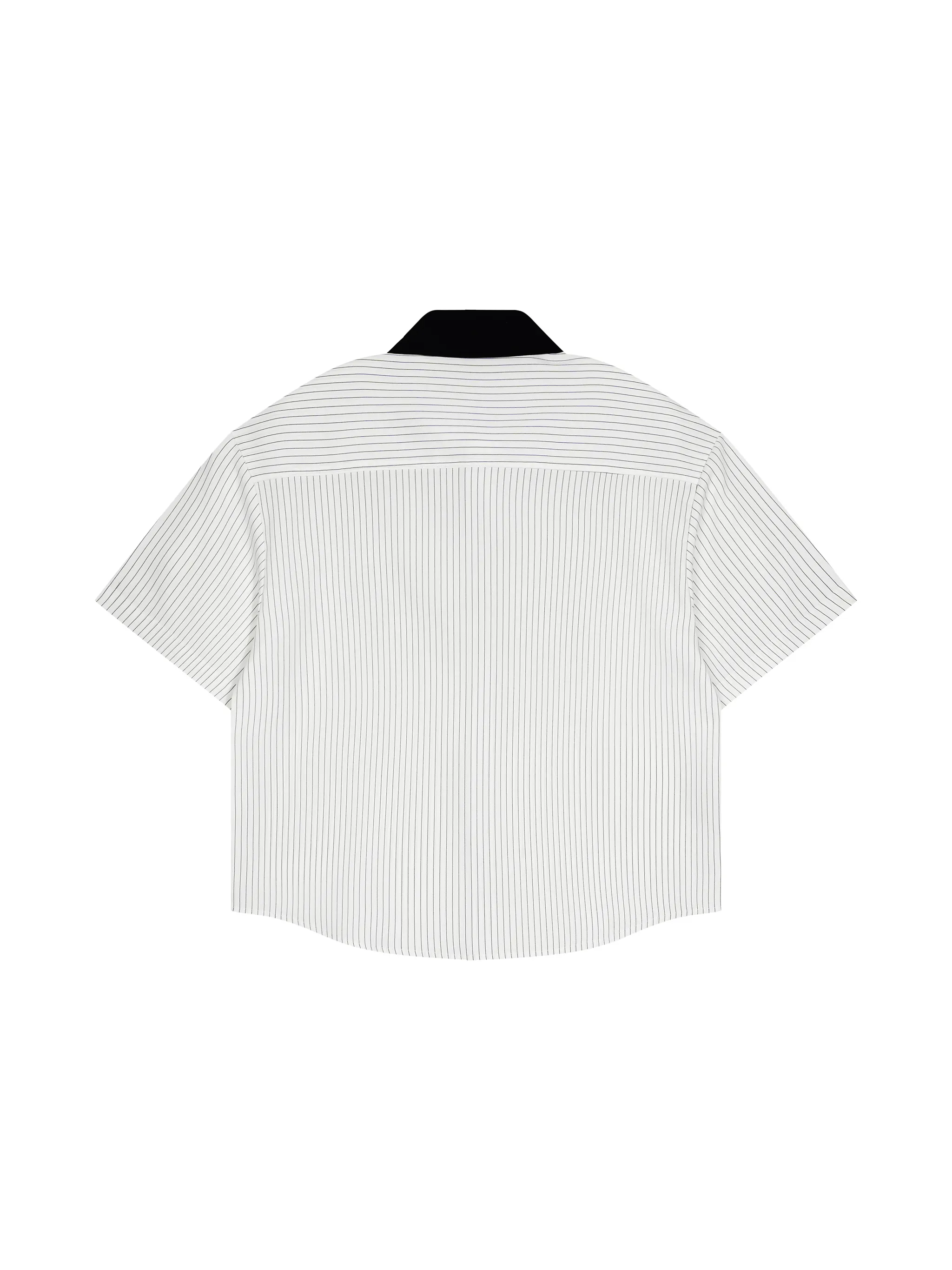 Unisex Striped Boxy Contrast Collar Shirt