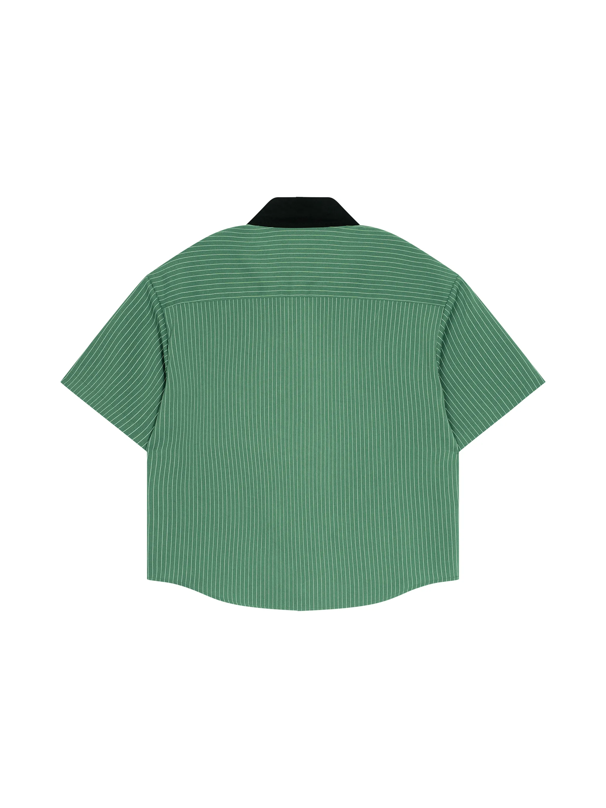 Unisex Striped Boxy Contrast Collar Shirt