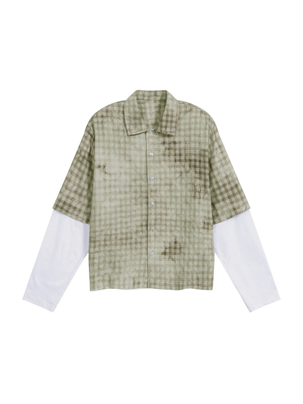 Unisex Vintage Wash Plaid Short Sleeve Shirt