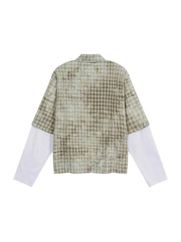 Unisex Vintage Wash Plaid Short Sleeve Shirt