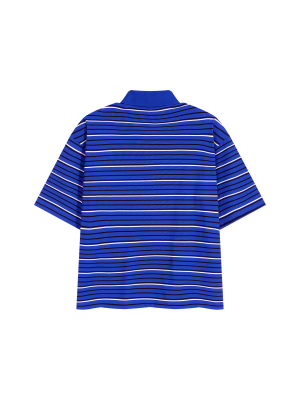 Unisex Striped Boxy Collared Polo Shirt