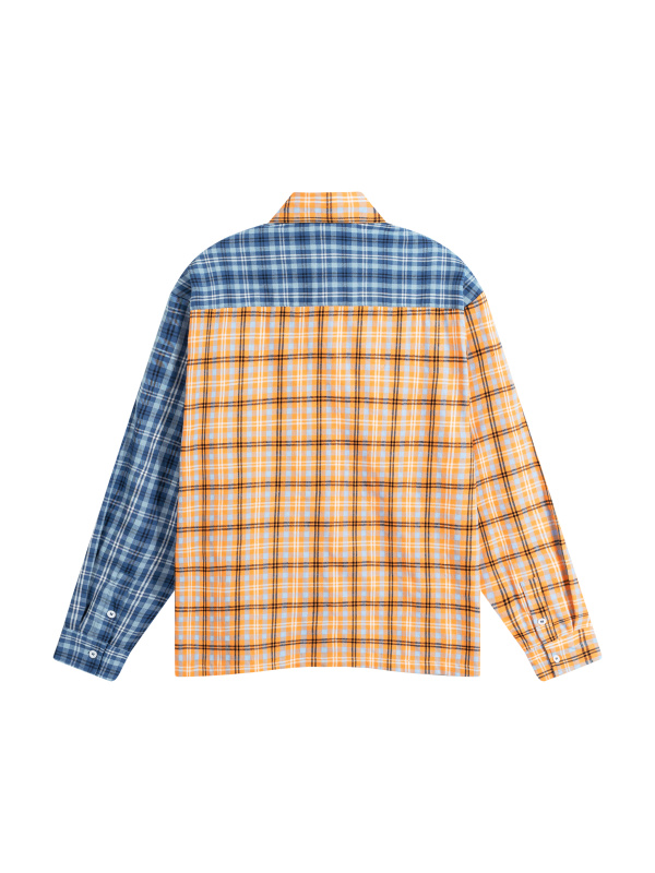 Unisex Oversized Plaid Color Block Shirt