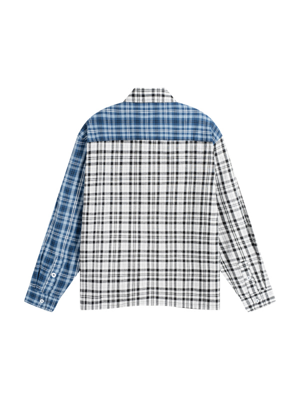 Unisex Oversized Plaid Color Block Shirt