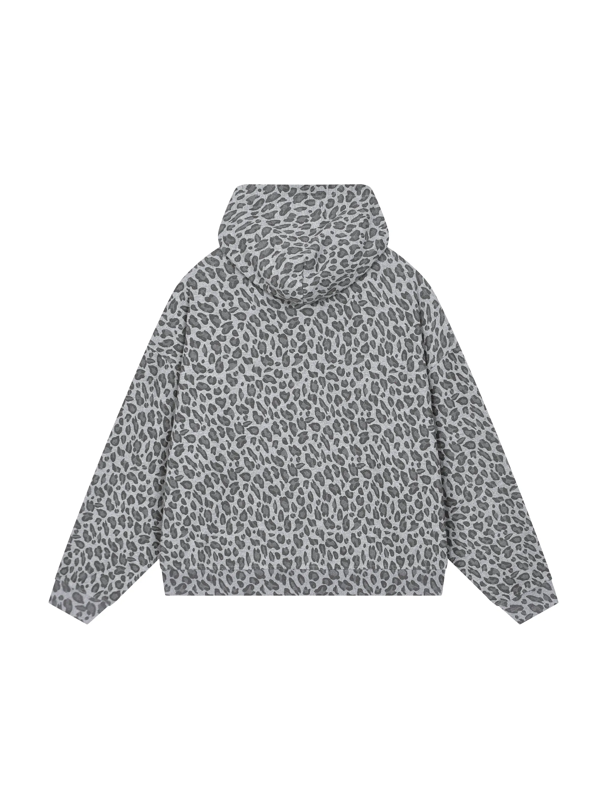 Unisex Leopard Print Waffle Full Zip Hoodie