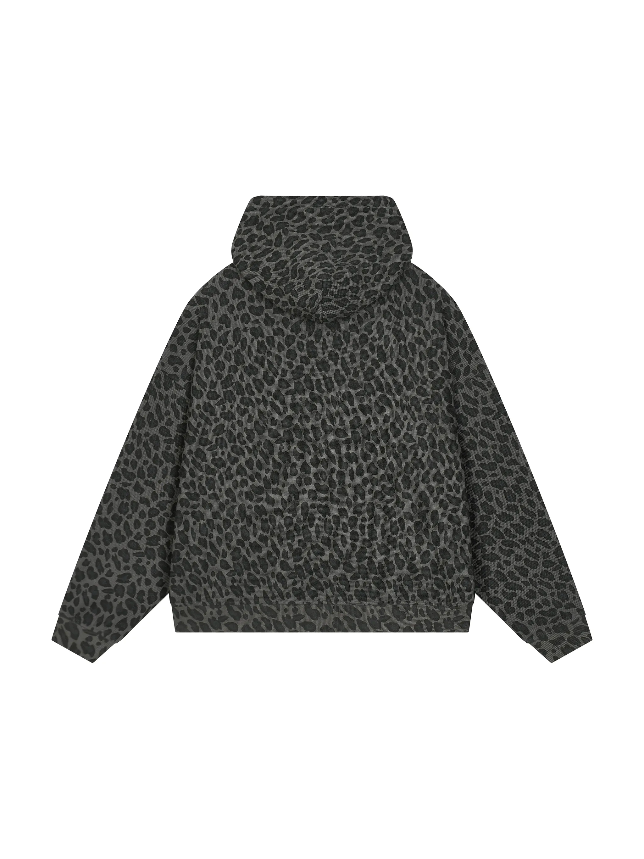 Unisex Leopard Print Waffle Full Zip Hoodie