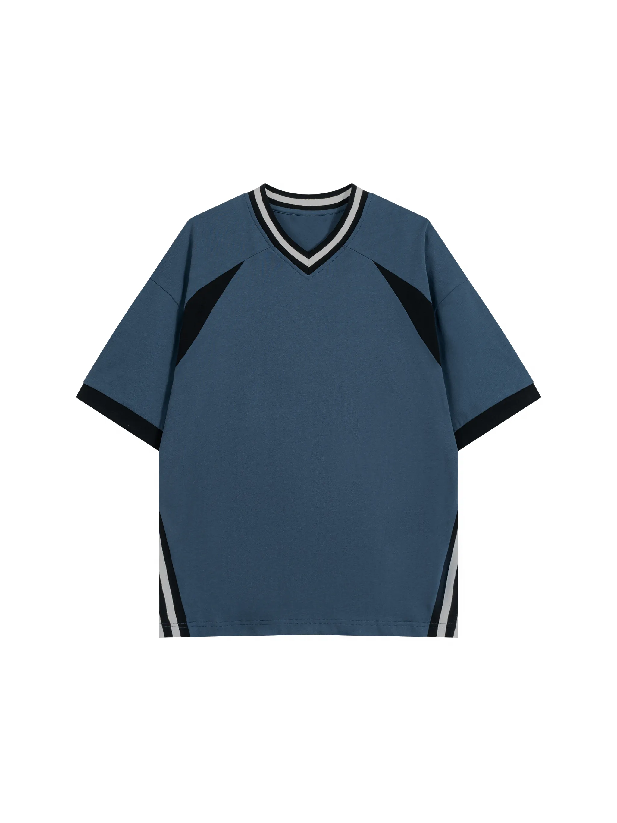 Unisex Color Block V-Neck T-Shirt