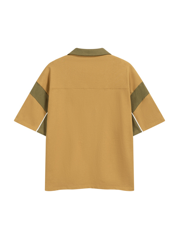 Unisex Boxy Color Block Polo Shirt