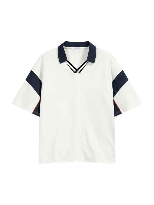 Unisex Boxy Color Block Polo Shirt
